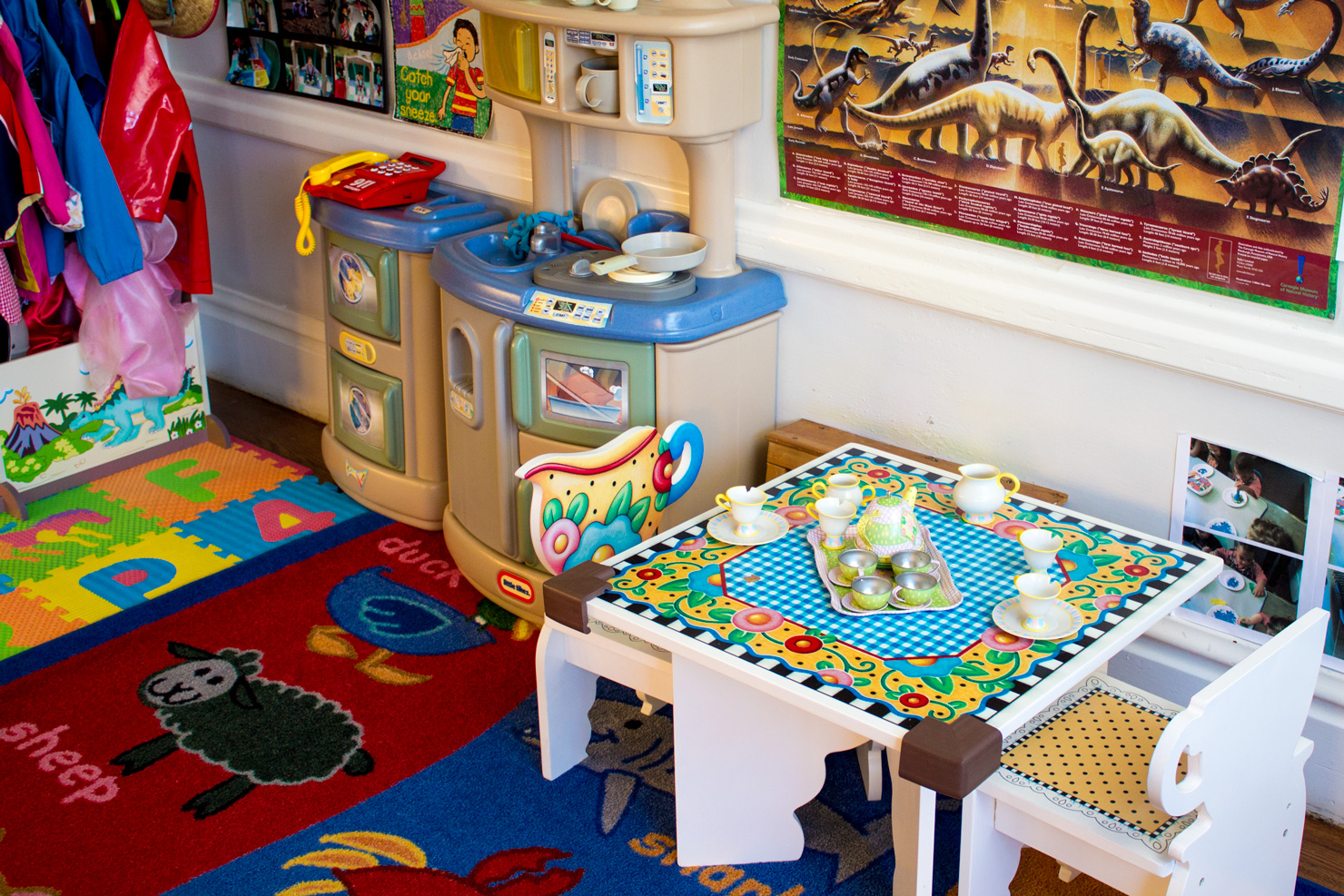 Playing house — inside the Shining Stars classroom.