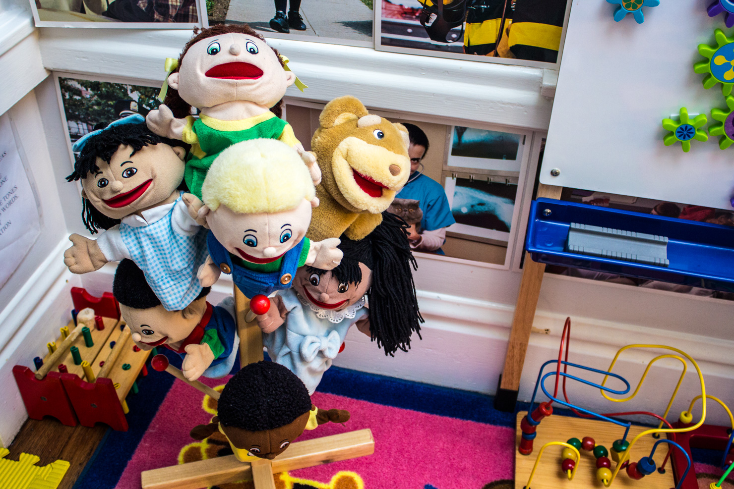 Puppet friends — inside the Shining Stars classroom.